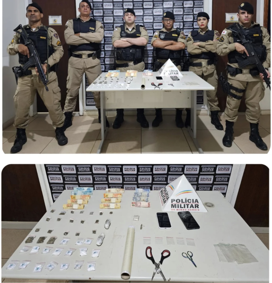 PM apreende drogas em Várzea da Palma em casa equipada com câmeras, concertina e cães da raça pitbull para dificultar a ação policial